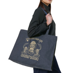 Grand sac shopping en toile recyclé bleu nuit Washington Dead Cats - Monkey Brain (Washington Dead Cats)