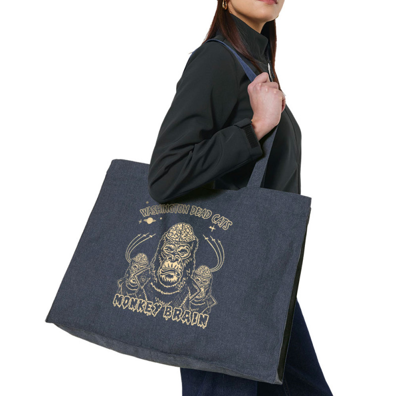 Grand sac shopping en toile recyclé bleu nuit Washington Dead Cats - Monkey Brain (Washington Dead Cats)