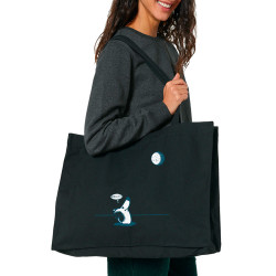 Grand sac shopping en toile recyclé noir Dog Moon Baballe (Gondrax,Humour,Animaux)