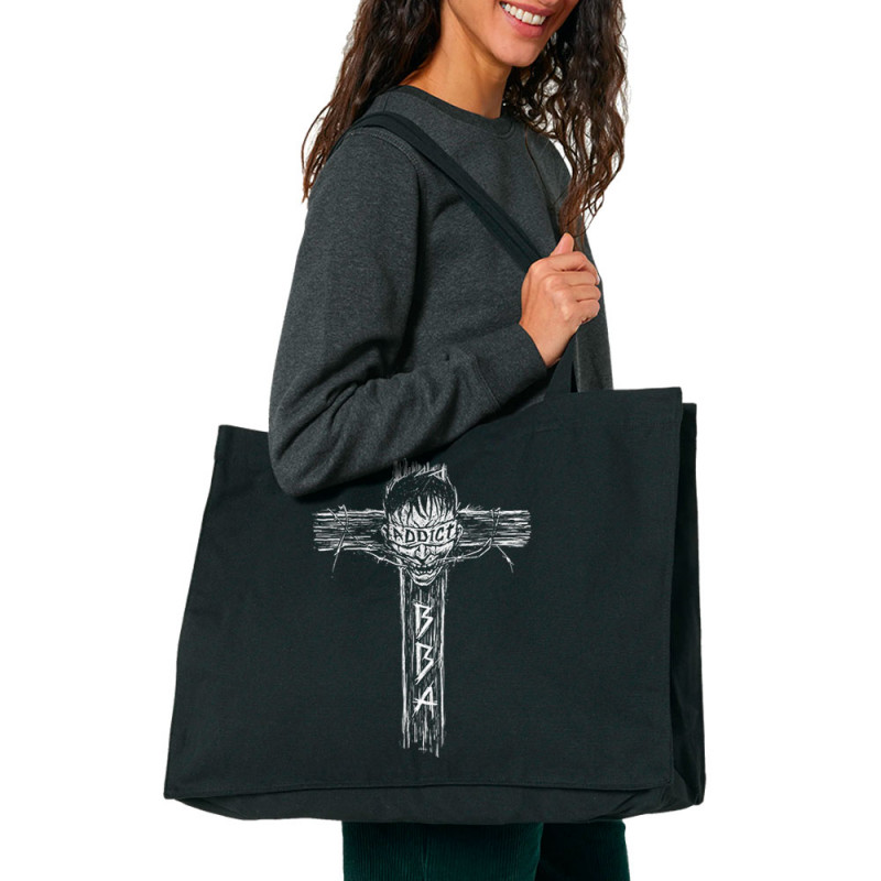 Grand sac shopping en toile recyclé noir Black Bomb A - Addict (Black Bomb A)