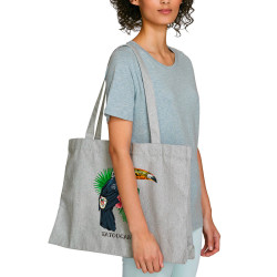 Grand sac shopping en toile recyclé gris chiné Tatoucan (Mr Mouton,Animaux,Humour)