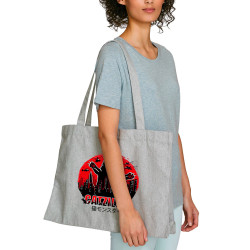 Grand sac shopping en toile recyclé gris chiné Catzilla (Gondrax,Animaux,Chats)