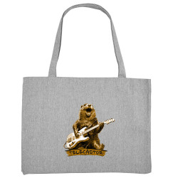 Grand sac shopping en toile recyclé gris chiné Telecastor (Gondrax,Animaux,Humour)