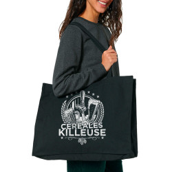 Grand sac shopping en toile recyclé noir Céréales Killeuse 2 (Gondrax,Alcool,Humour)