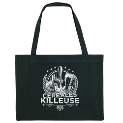 Grand sac shopping en toile recyclé noir Céréales Killeuse 2 (Gondrax,Alcool,Humour)