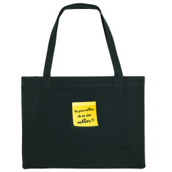 Grand sac shopping en toile recyclé noir Post-it oublier (Gondrax,Humour)