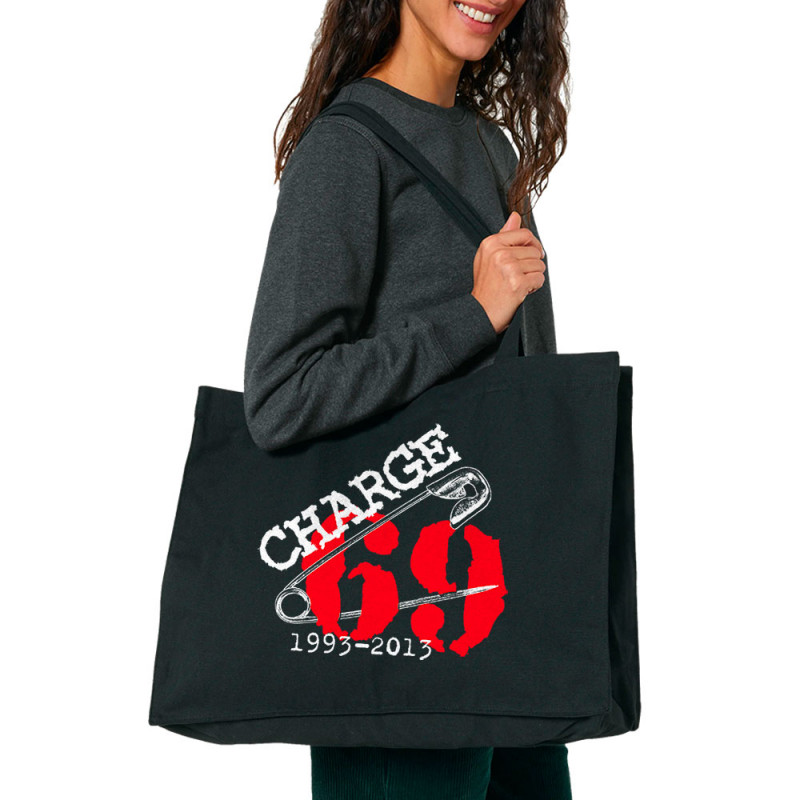 Grand sac shopping en toile recyclé noir Charge 69 - 1993-2013 (Charge 69)