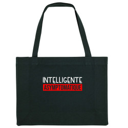Grand sac shopping en toile recyclé noir Intelligente Asymptomatique (Gondrax,Humour,Slogans Débiles)