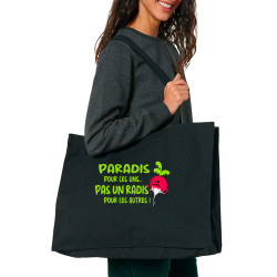 Grand sac shopping en toile recyclé noir Pas un radis (Gondrax,Fruits & Légumes,Slogans Débiles)