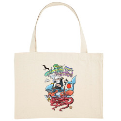 Grand sac shopping en toile recyclé naturel Free Captain Paul Watson (Mr Mouton,Animaux,Slogans engagés)