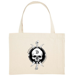 Grand sac shopping en toile recyclé naturel Bones and Skull (Diabolik,Têtes de morts)