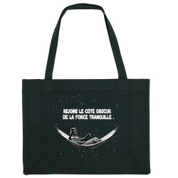 Grand sac shopping en toile recyclé noir Rejoins le côté obscur de la force tranquille (Gondrax,Films/Séries,Détournements,Star 