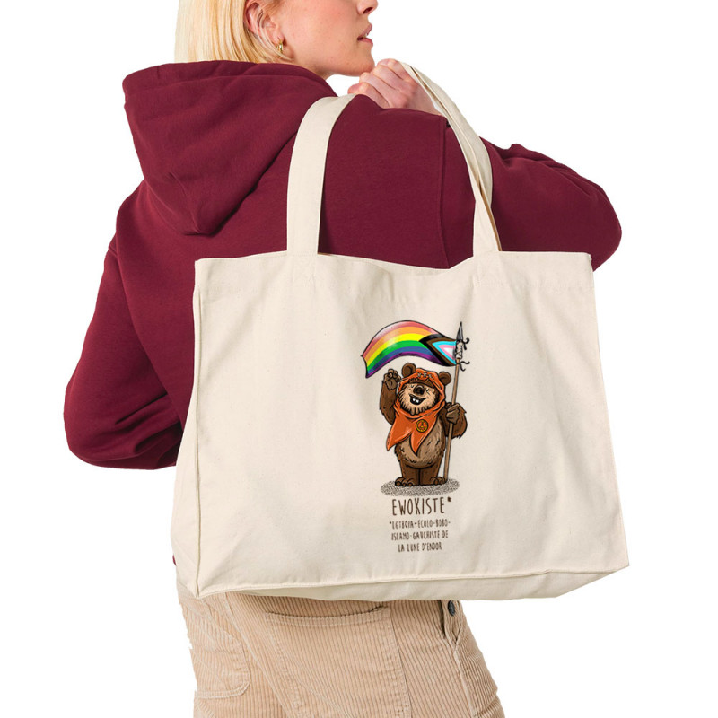 Grand sac shopping en toile recyclé naturel Ewokiste (Mr Mouton,Animaux,Humour,Star Wars)