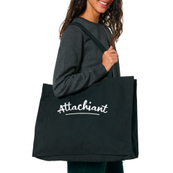 Grand sac shopping en toile recyclé noir Attachiant (Gondrax,Humour)