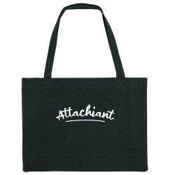 Grand sac shopping en toile recyclé noir Attachiant (Gondrax,Humour)