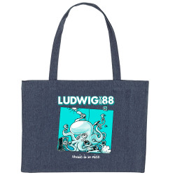 Grand sac shopping en toile recyclé bleu nuit Voisin Voisine - Music is so nice (Ludwig Von 88,Rock & Punk)