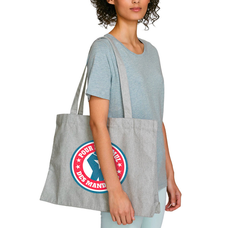 Grand sac shopping en toile recyclé gris chiné Le cumul des mandales (Andy,Humour,Slogans Débiles)