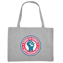 Grand sac shopping en toile recyclé gris chiné Le cumul des mandales (Andy,Humour,Slogans Débiles)