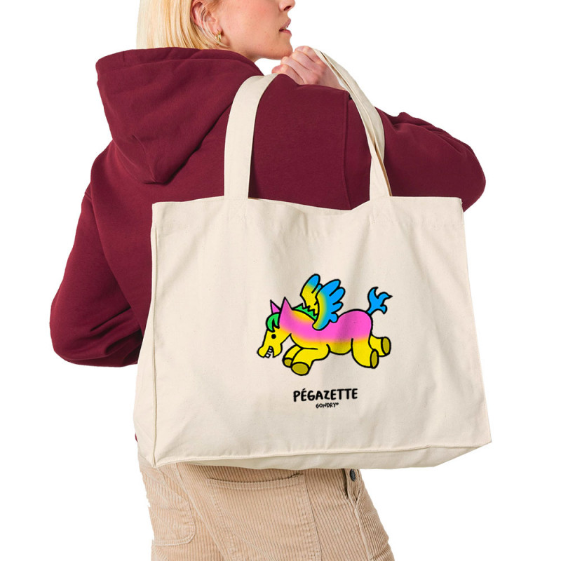 Grand sac shopping en toile recyclé naturel Pégazette (Michel Gondry,Gondry©,Animaux)