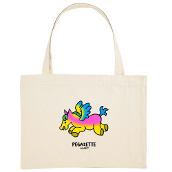 Grand sac shopping en toile recyclé naturel Pégazette (Michel Gondry,Gondry©,Animaux)