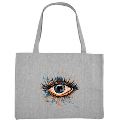 Grand sac shopping en toile recyclé gris chiné Œil Splash (Zewa,Divers)