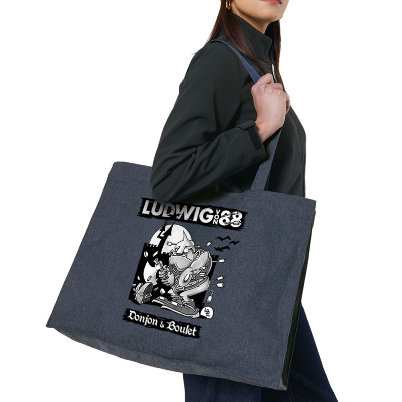 Grand sac shopping en toile recyclé bleu nuit Donjon et boulet (Ludwig Von 88)