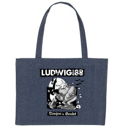 Grand sac shopping en toile recyclé bleu nuit Donjon et boulet (Ludwig Von 88)