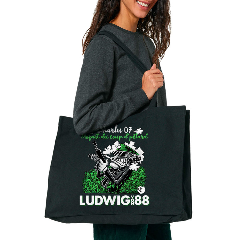 Grand sac shopping en toile recyclé noir Charlu 07 (Ludwig Von 88,Laul)