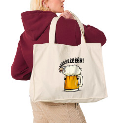 Grand sac shopping en toile recyclé naturel Beeeer mouton (Le Duc,Alcool,Animaux)