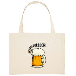 Grand sac shopping en toile recyclé naturel Beeeer mouton (Le Duc,Alcool,Animaux)