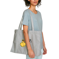 Grand sac shopping en toile recyclé gris chiné Duck You (Andy,Humour)