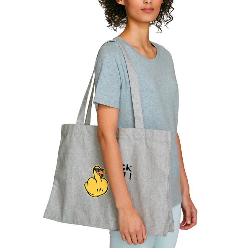 Grand sac shopping en toile recyclé gris chiné Duck You (Andy,Humour)
