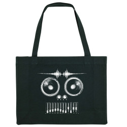 Grand sac shopping en toile recyclé noir MixHead (Gondrax,Teufeur)