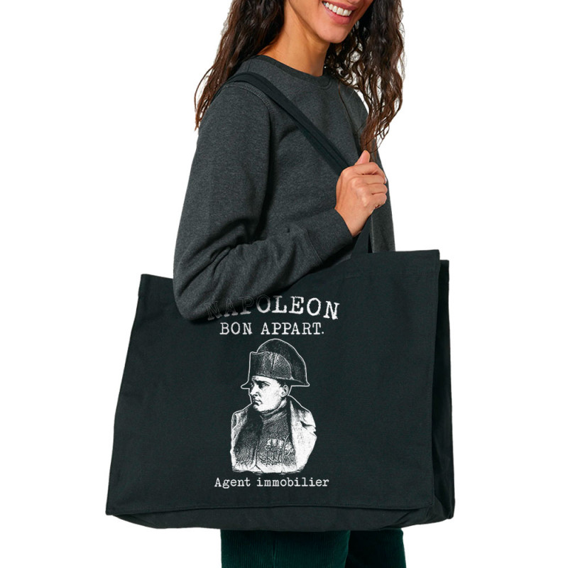 Grand sac shopping en toile recyclé noir Napoléon Bon appart Agent immobilier (Gondrax,Humour)