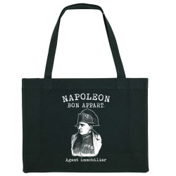 Grand sac shopping en toile recyclé noir Napoléon Bon appart Agent immobilier (Gondrax,Humour)