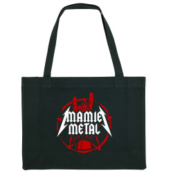 Grand sac shopping en toile recyclé noir mamie Metal (Gondrax,Humour,Papa Maman Papy Mamie,Fête des mères)
