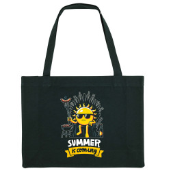 Grand sac shopping en toile recyclé noir Summer is coming (Ted Boundy,Fruits & Légumes,Détournements)