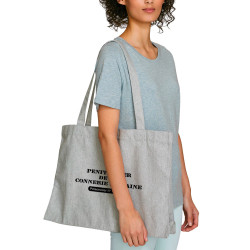 Grand sac shopping en toile recyclé gris chiné Pénitencier de la connerie humaine Prisonnier (Gondrax,Slogans engagés)