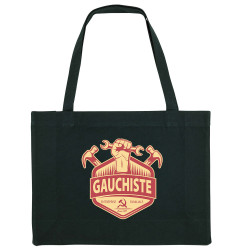Grand sac shopping en toile recyclé noir Gauchiste entreprise familiale (Andy,Slogans Débiles)