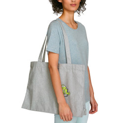 Grand sac shopping en toile recyclé gris chiné Une grenouille dans la poche (Gondrax,Animaux)