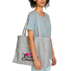 Grand sac shopping en toile recyclé gris chiné Pilates des Caraïbes (Andy,Humour)