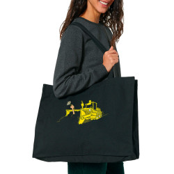 Grand sac shopping en toile recyclé noir Ecolo-sceptique (Laul,Ecologie)