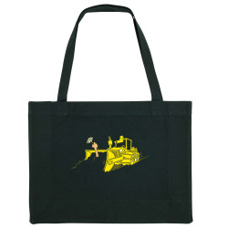 Grand sac shopping en toile recyclé noir Ecolo-sceptique (Laul,Ecologie)