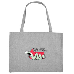 Grand sac shopping en toile recyclé gris chiné Asticot (Laul,Animaux)
