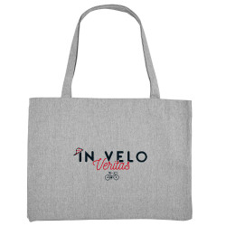 Grand sac shopping en toile recyclé gris chiné In vélo veritas (Ptit Mytho,Vélo)