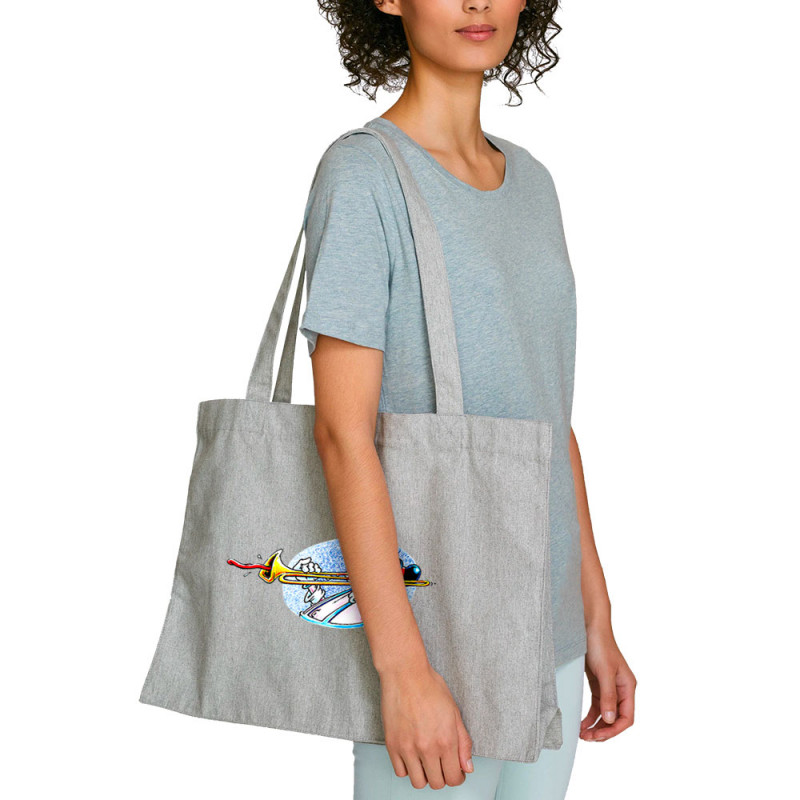Grand sac shopping en toile recyclé gris chiné Trombone (Laul,Humour)