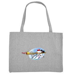 Grand sac shopping en toile recyclé gris chiné Trombone (Laul,Humour)