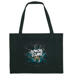 Grand sac shopping en toile recyclé noir Blanche Ecume (Mélusine,Alcool)
