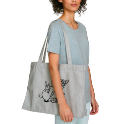 Grand sac shopping en toile recyclé gris chiné Street Art (Laul,Animaux,Humour)