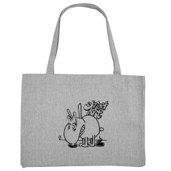 Grand sac shopping en toile recyclé gris chiné Street Art (Laul,Animaux,Humour)